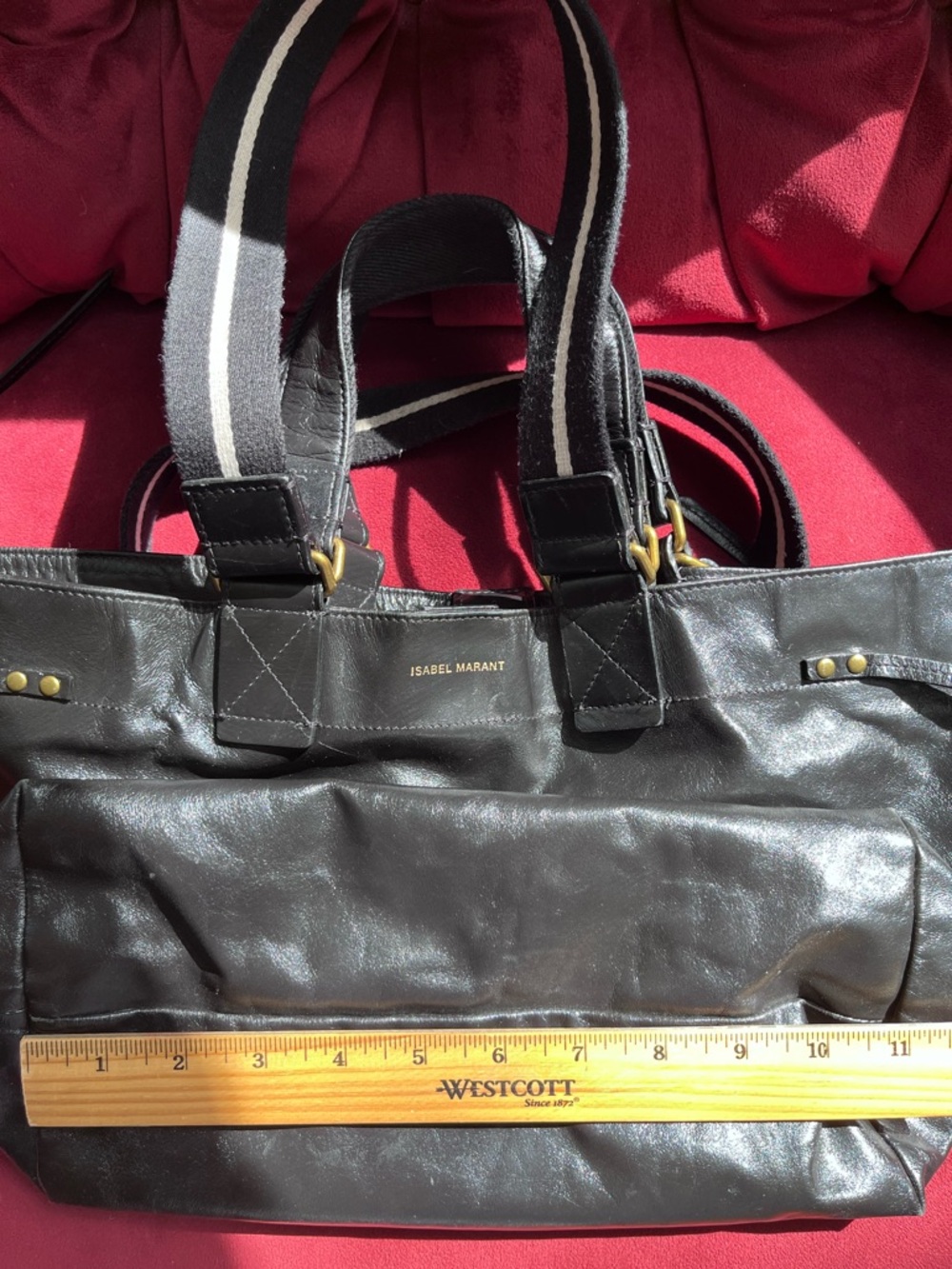 Isabel Marant Wardy Tote—Double-Handle Black Leather with Gold Zipper - Picture 14 of 16